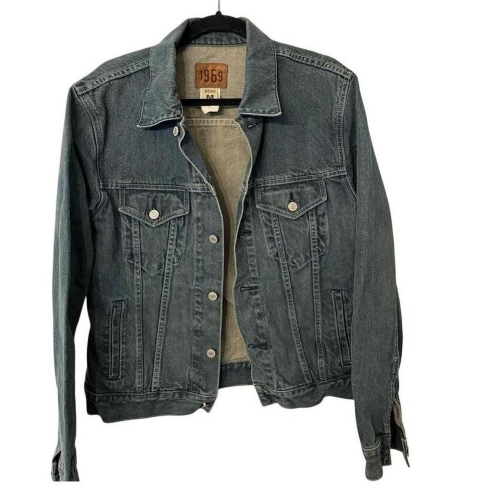 Gap 1969 Mens Denim Trucker Jacket Medium Wash Blue Cotton Size M